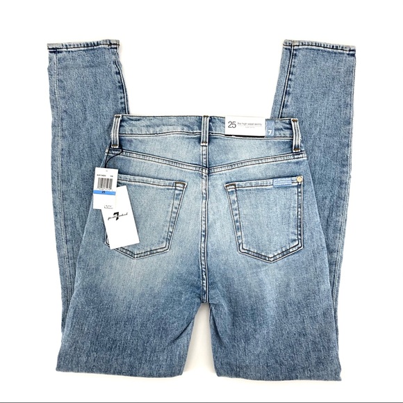7 For All Mankind Blue The High Waist Skinny Jeans - Picture 3 of 10
